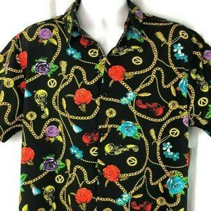Roses Chains Stretch Button Shirt Medium Drill